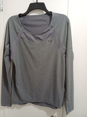 New L Under Armour Women's Long-Sleeve Grey Performance Top Summer Workouts Gym